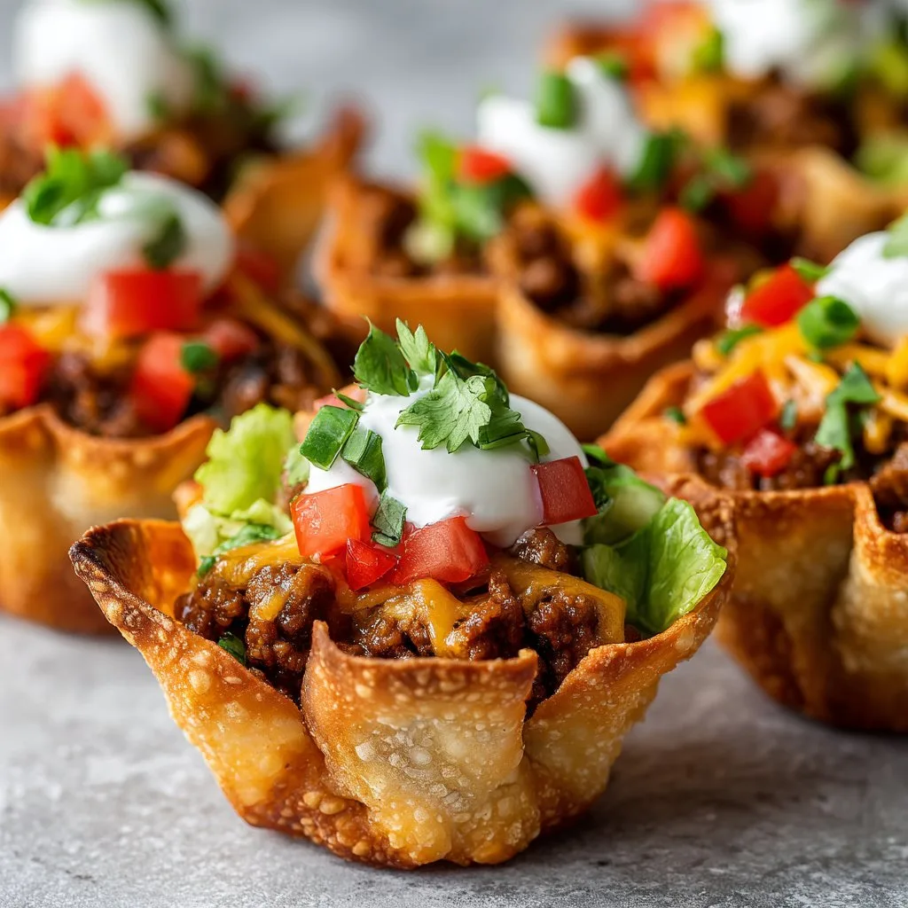 Wonton Taco Cups for Party Appetizers Wonton Taco Cups for Party Appetizers