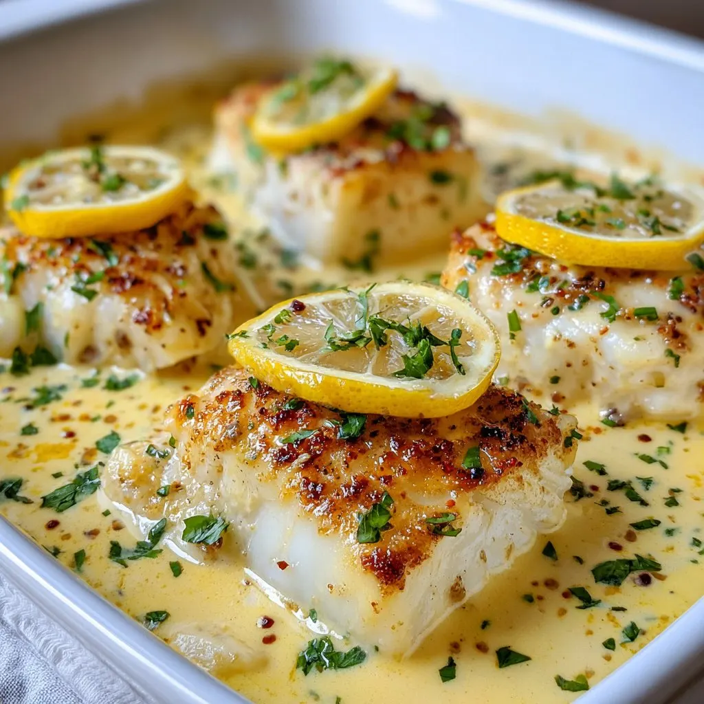Baked Cod in Coconut Lemon Cream Sauce