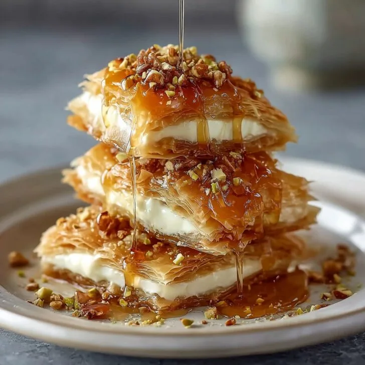 Baklava Cheesecake Phyllo Cookies with Honey Drizzle Recipe