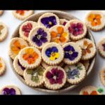 butter cookies with edible flowers