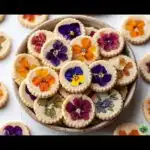 butter cookies with edible flowers