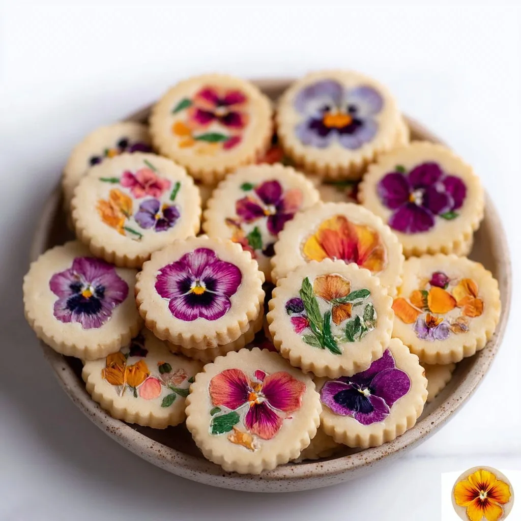 Butter Cookies with Edible Flowers