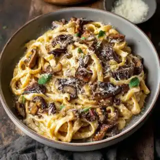 caramelized leek and mushroom gruyere pasta