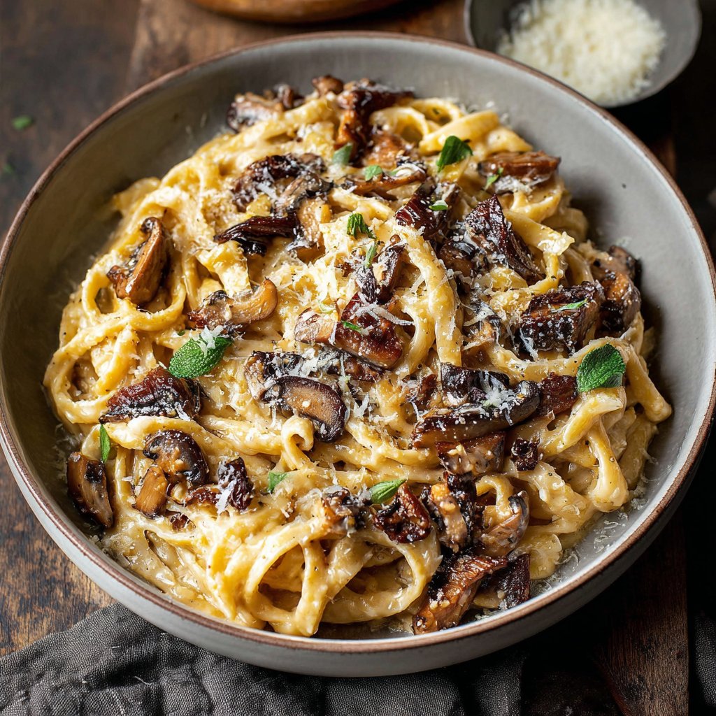Caramelized Leek and Mushroom Gruyere Pasta