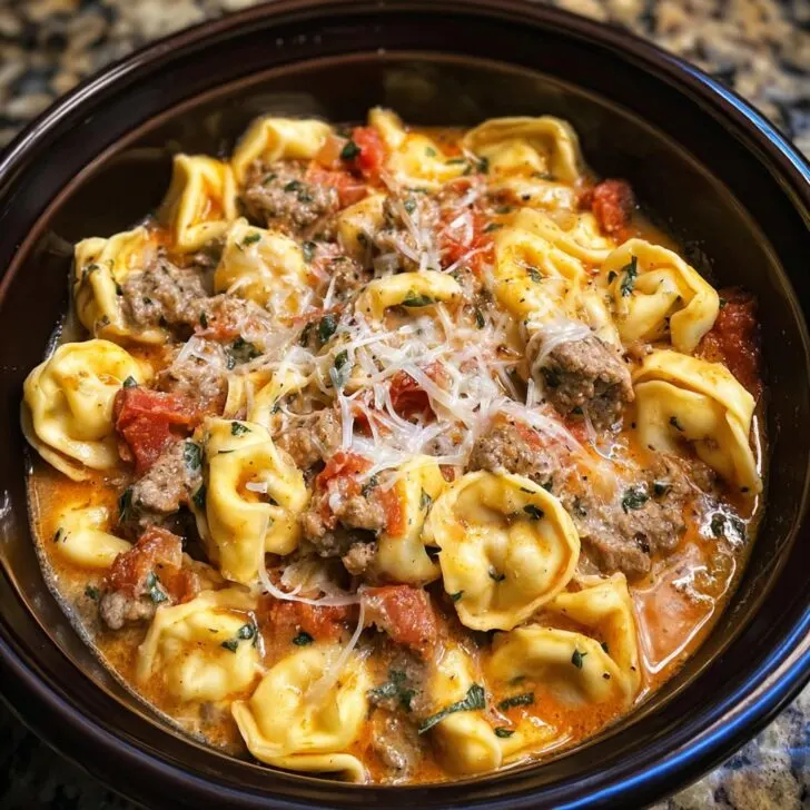 Crockpot Cheese Tortellini and Sausage