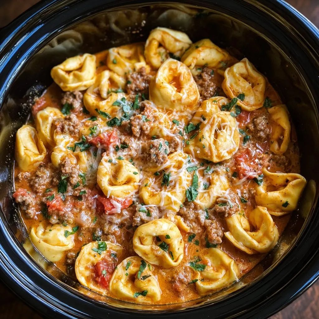 Crockpot Cheese Tortellini and Sausage Crockpot Cheese Tortellini and Sausage