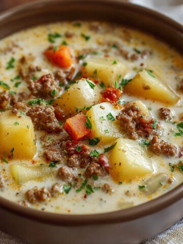 Crockpot Creamy Potato & Hamburger Soup Recipe