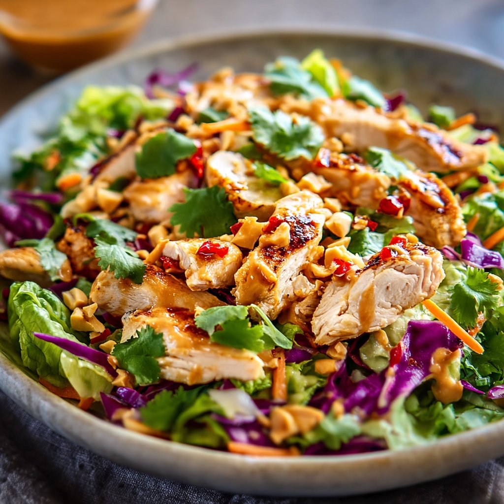 Crunchy Thai Chicken Salad with Peanut Dressing