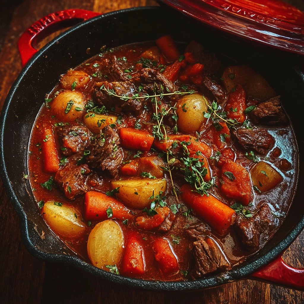 Dutch Oven Beef Stew with Tender Root Veggies Recipe Dutch Oven Beef Stew with Tender Root Veggies Recipe