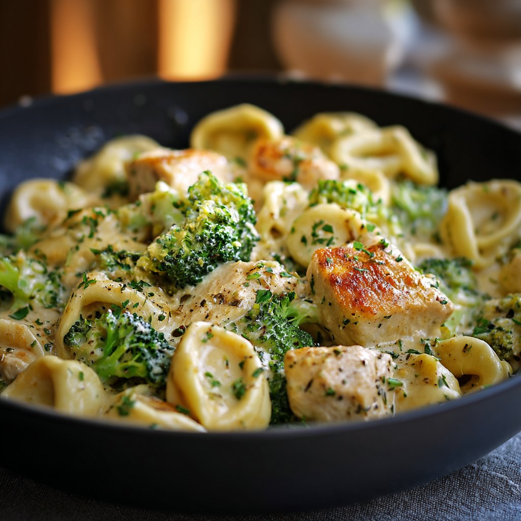 Easy Creamy Tortellini with Chicken and Broccoli