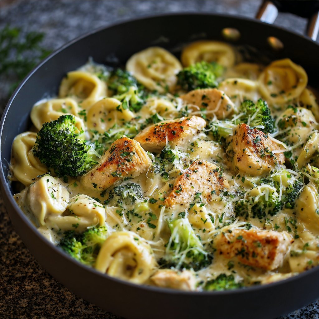 Easy Creamy Tortellini with Chicken and Broccoli