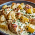 garlic parmesan crockpot chicken and potatoes