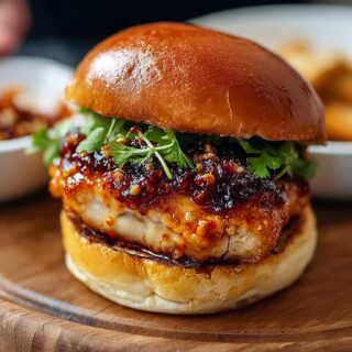 gochujang chicken burgers with kimchi jam