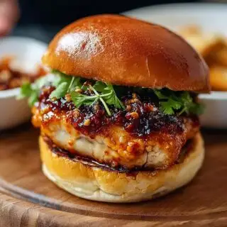 gochujang chicken burgers with kimchi jam