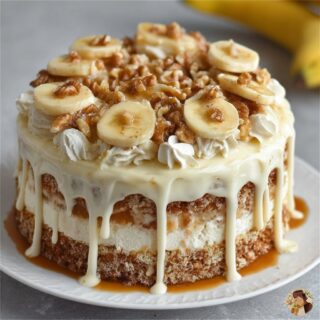 heavenly banana walnut cream cake