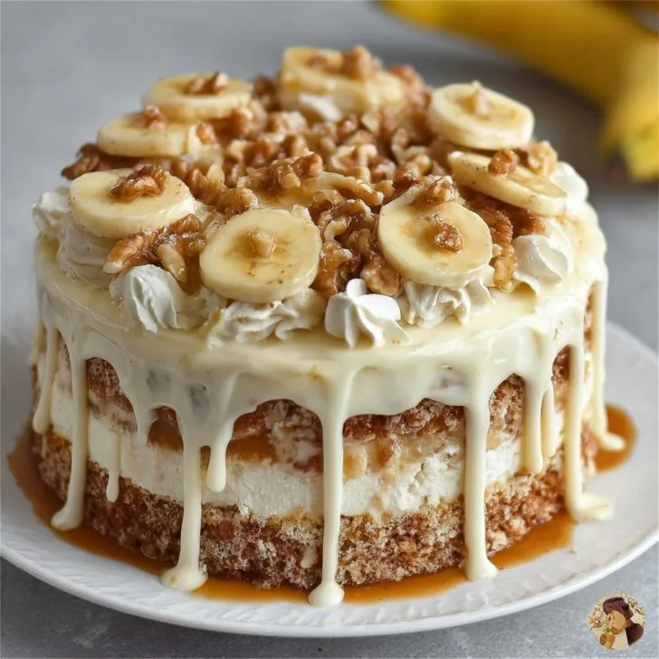 Heavenly Banana Walnut Cream Cake