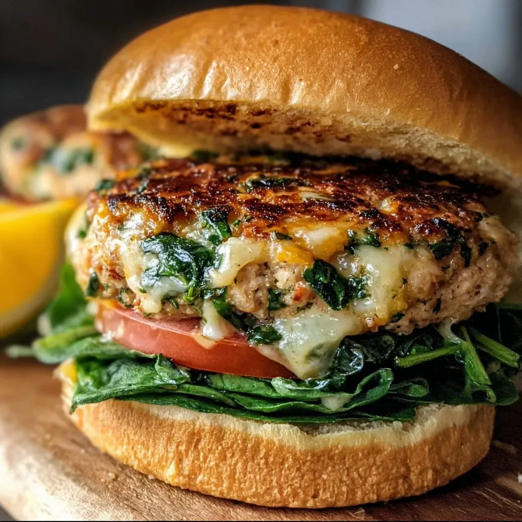 Homemade Cheddar Spinach Chicken Burgers Homemade Cheddar Spinach Chicken Burgers