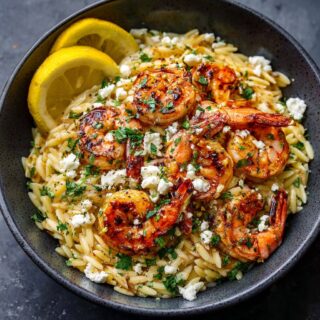 lemon feta orzo roasted shrimp