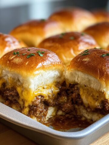 Maid-Rite Sliders in a casserole dish