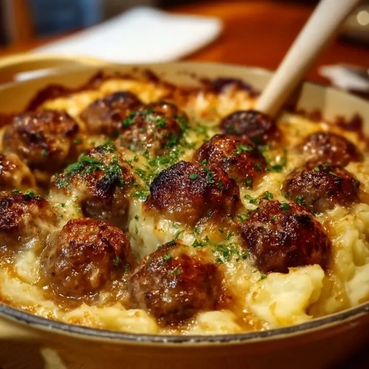 Meatball & Mashed Potato Bake