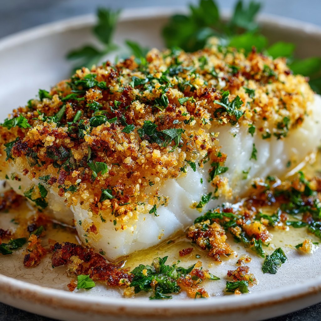 Oven-Baked Cod with Garlic Herb Crumbs Recipe Oven-Baked Cod with Garlic Herb Crumbs Recipe