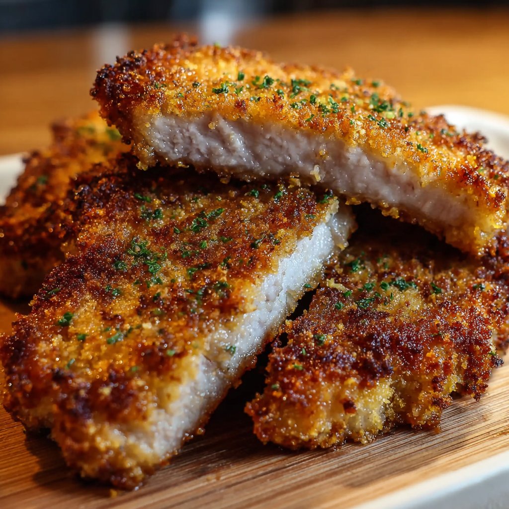 Oven Crispy Bread and Crumbs Pork Chops