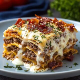parmesan garlic bacon cheeseburger lasagna recipe