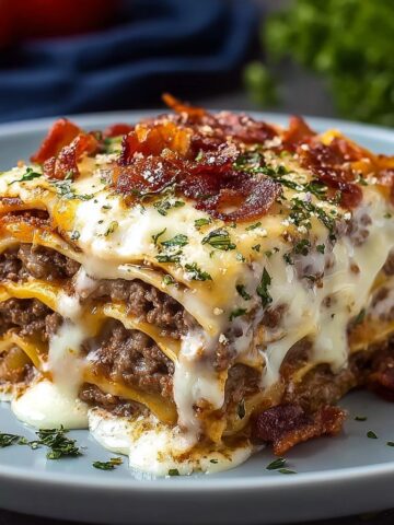 Parmesan Garlic Bacon Cheeseburger Lasagna Recipe