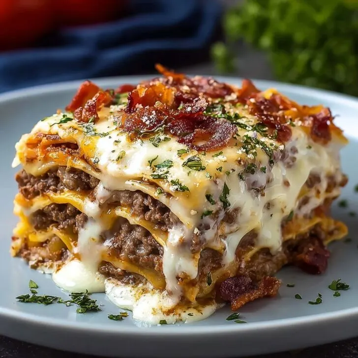 Parmesan Garlic Bacon Cheeseburger Lasagna Recipe