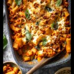 pasta bake with pumpkin tomato sauce