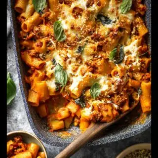 pasta bake with pumpkin tomato sauce