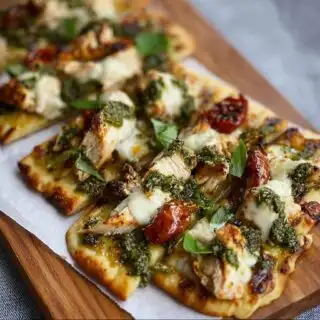 pesto chicken flatbread dinner idea