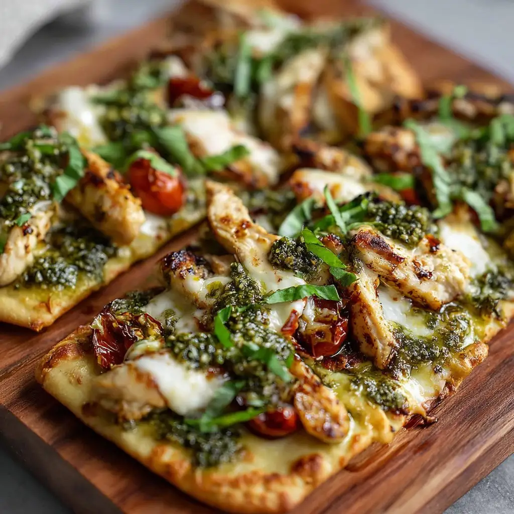 Pesto Chicken Flatbread Dinner Idea