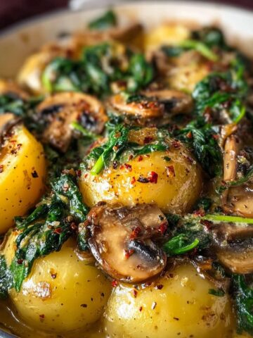 Potatoes with Mushroom Spinach
