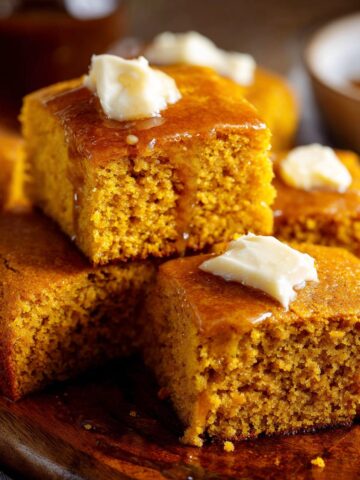 Pumpkin Cornbread with Cinnamon Honey Butter