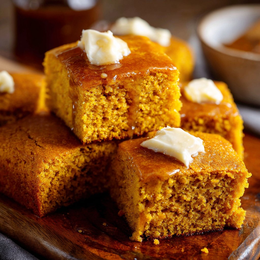 Pumpkin Cornbread with Cinnamon Honey Butter
