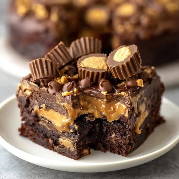 Reese’s Chocolate Peanut Butter Cup Earthquake Cake