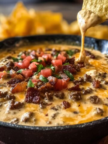 Sizzling Bacon Cheeseburger Queso Dip Sizzling Bacon Cheeseburger Queso Dip