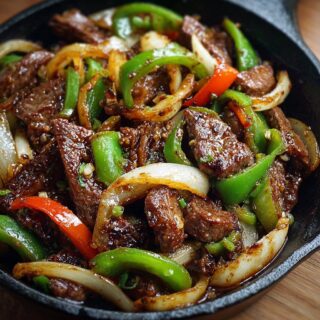 sizzling chinese pepper steak with onions