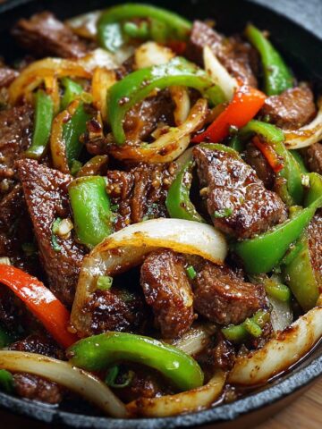 Sizzling Chinese Pepper Steak with Onions