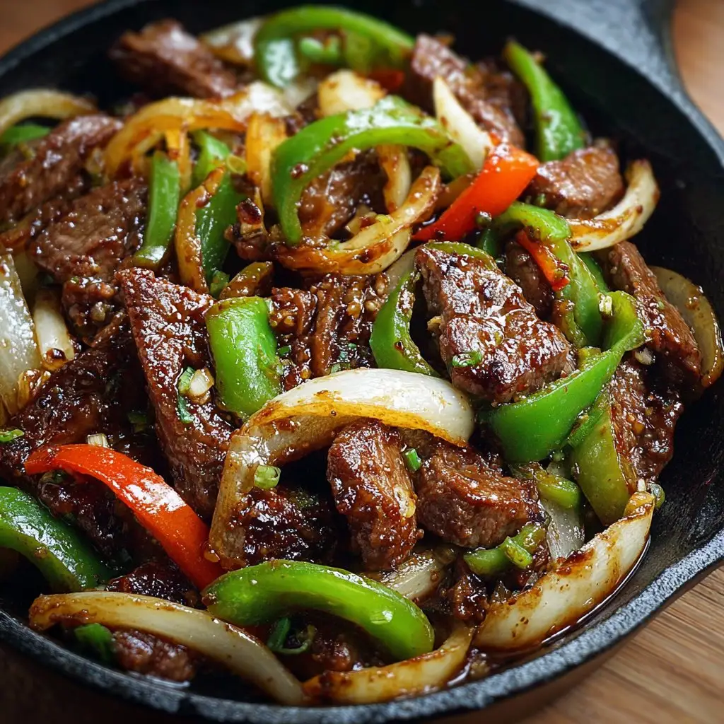 Sizzling Chinese Pepper Steak with Onions Sizzling Chinese Pepper Steak with Onions