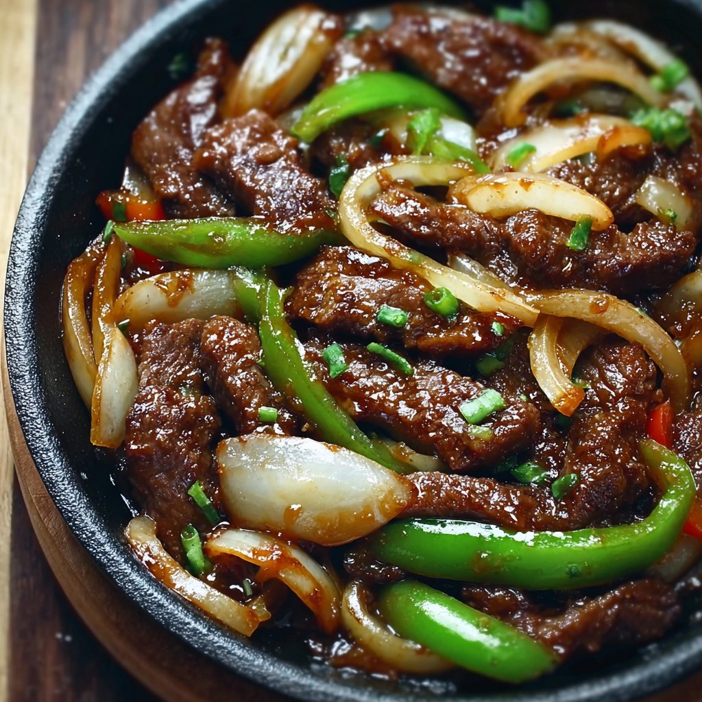 Sizzling Chinese Pepper Steak with Onions Sizzling Chinese Pepper Steak with Onions