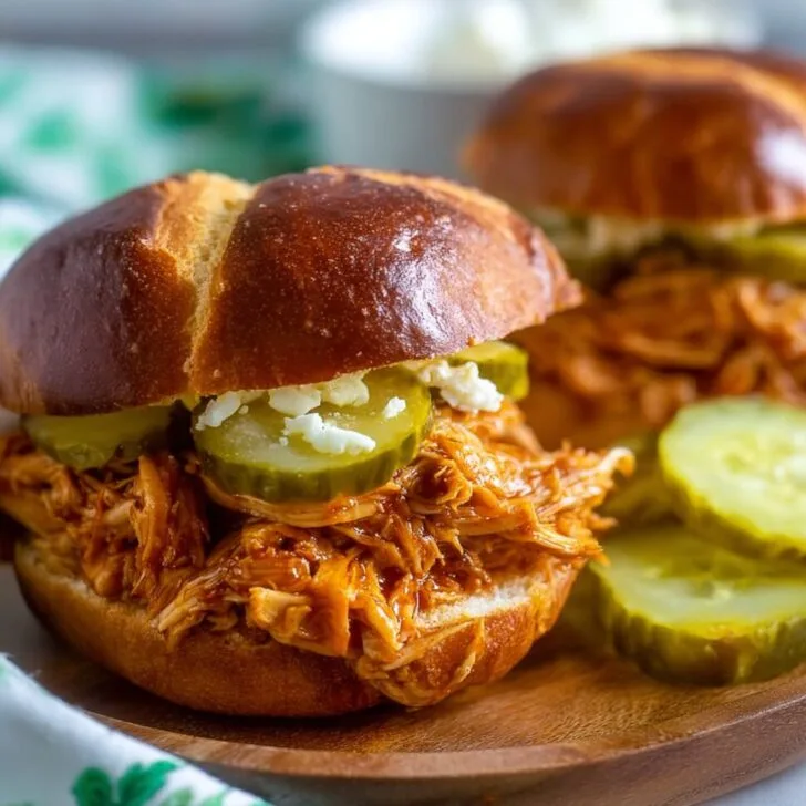 Slow Cooker Hot Honey Chicken Sandwiches