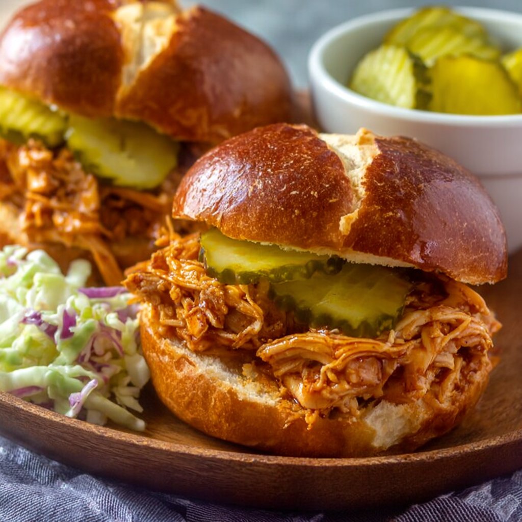 Slow Cooker Hot Honey Chicken Sandwiches