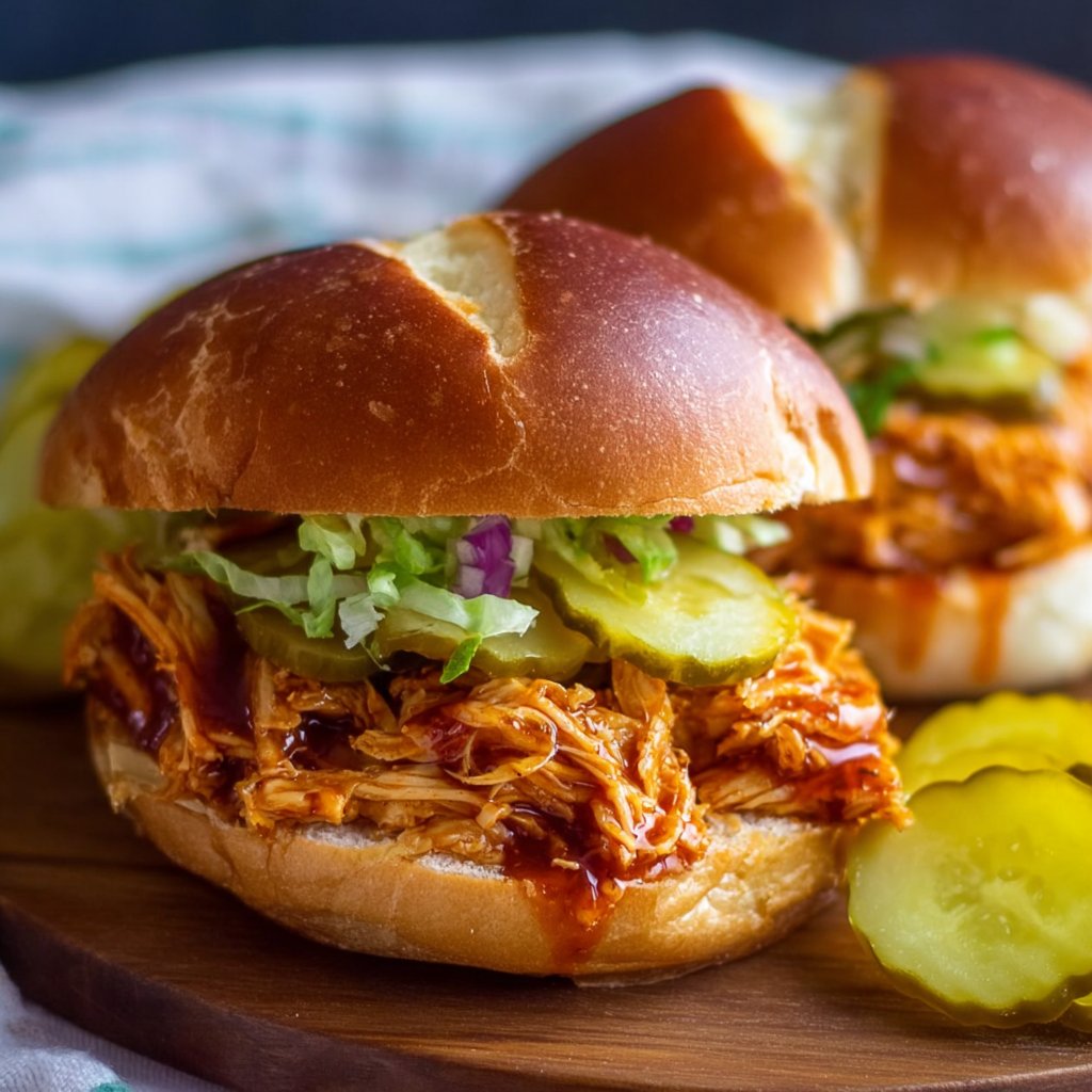 Slow Cooker Hot Honey Chicken Sandwiches