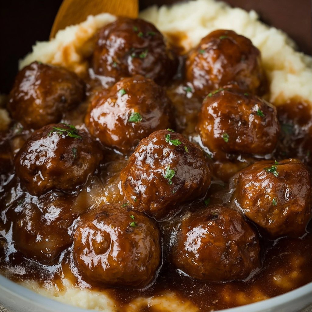 Slow Cooker Salisbury Steak Meatballs