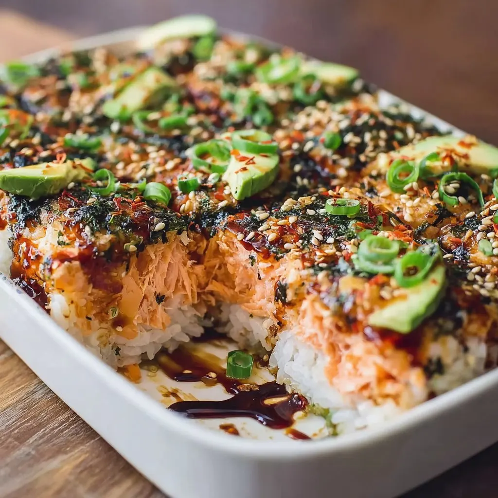 Spicy Salmon Sushi Bake