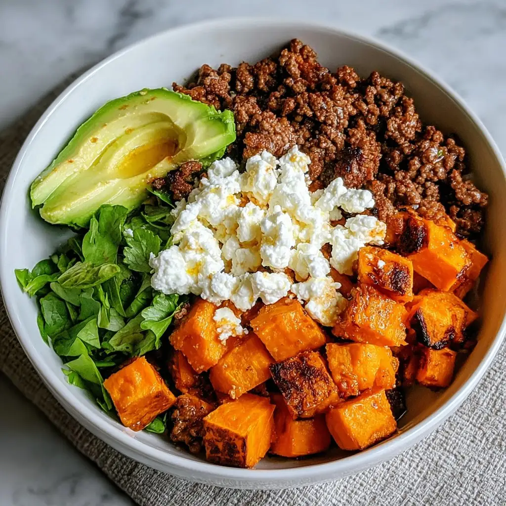 Sweet Potato Beef Bowl with Hot Honey and Cottage Cheese Recipe