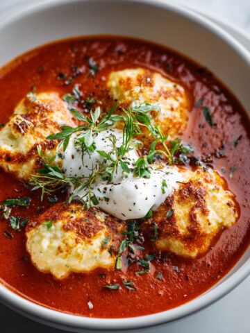 Tomato Soup with Cheese Dumplings