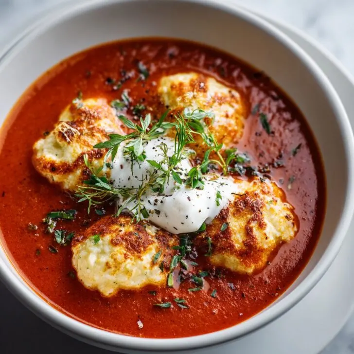Tomato Soup with Cheese Dumplings